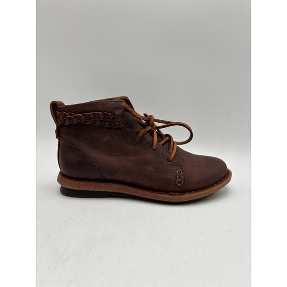 Børn TEMPLE F32523 Women's NEW Lace Up Leather Ankle Boots Brown US Size 6 NIB - Picture 4 of 11
